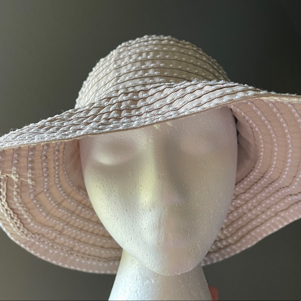 Vintage fabric Sun hat OSFA beige polka dots 90s